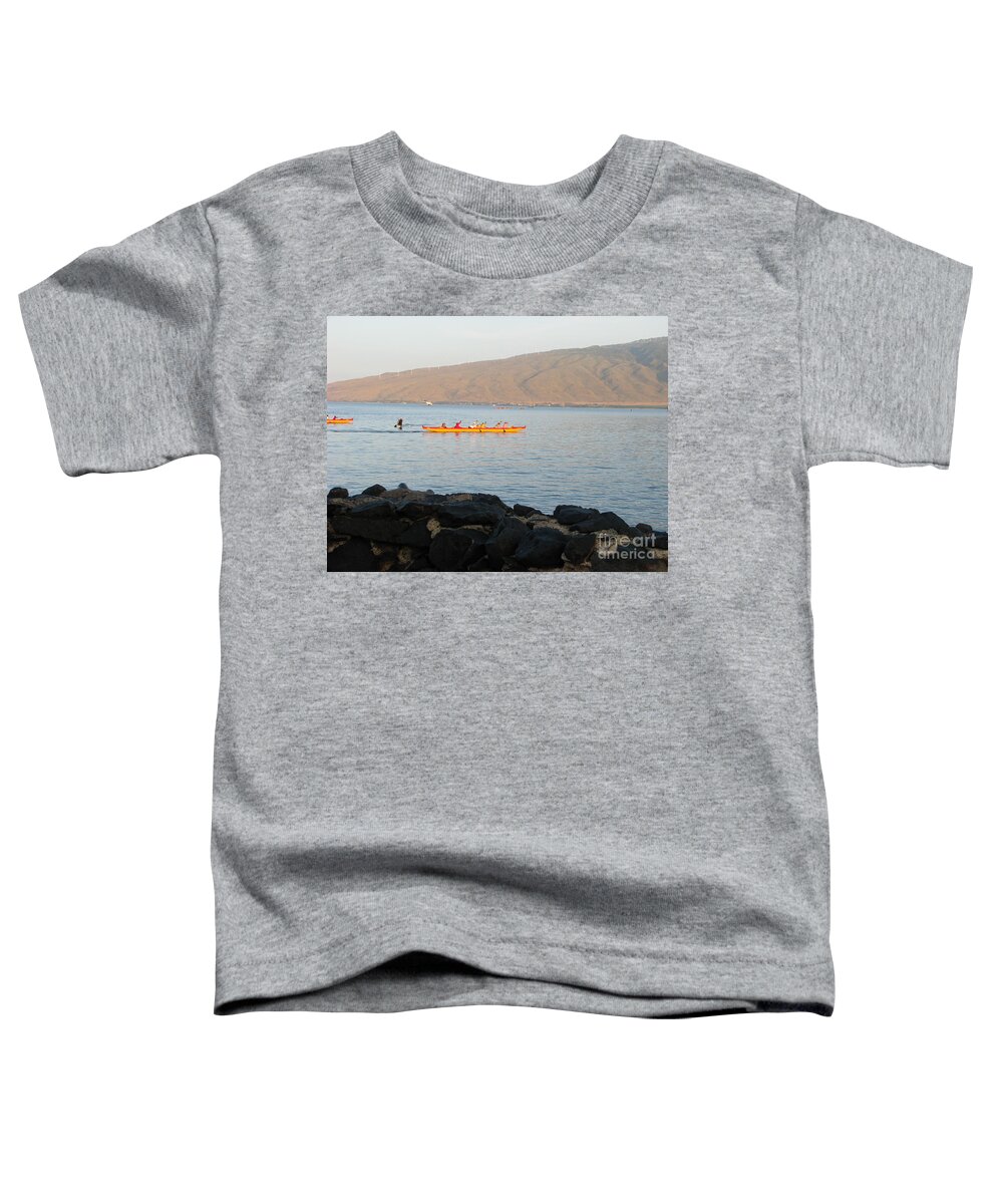 Maui Toddler T-Shirt featuring the photograph Canoe Racing 3 by Michael Krek