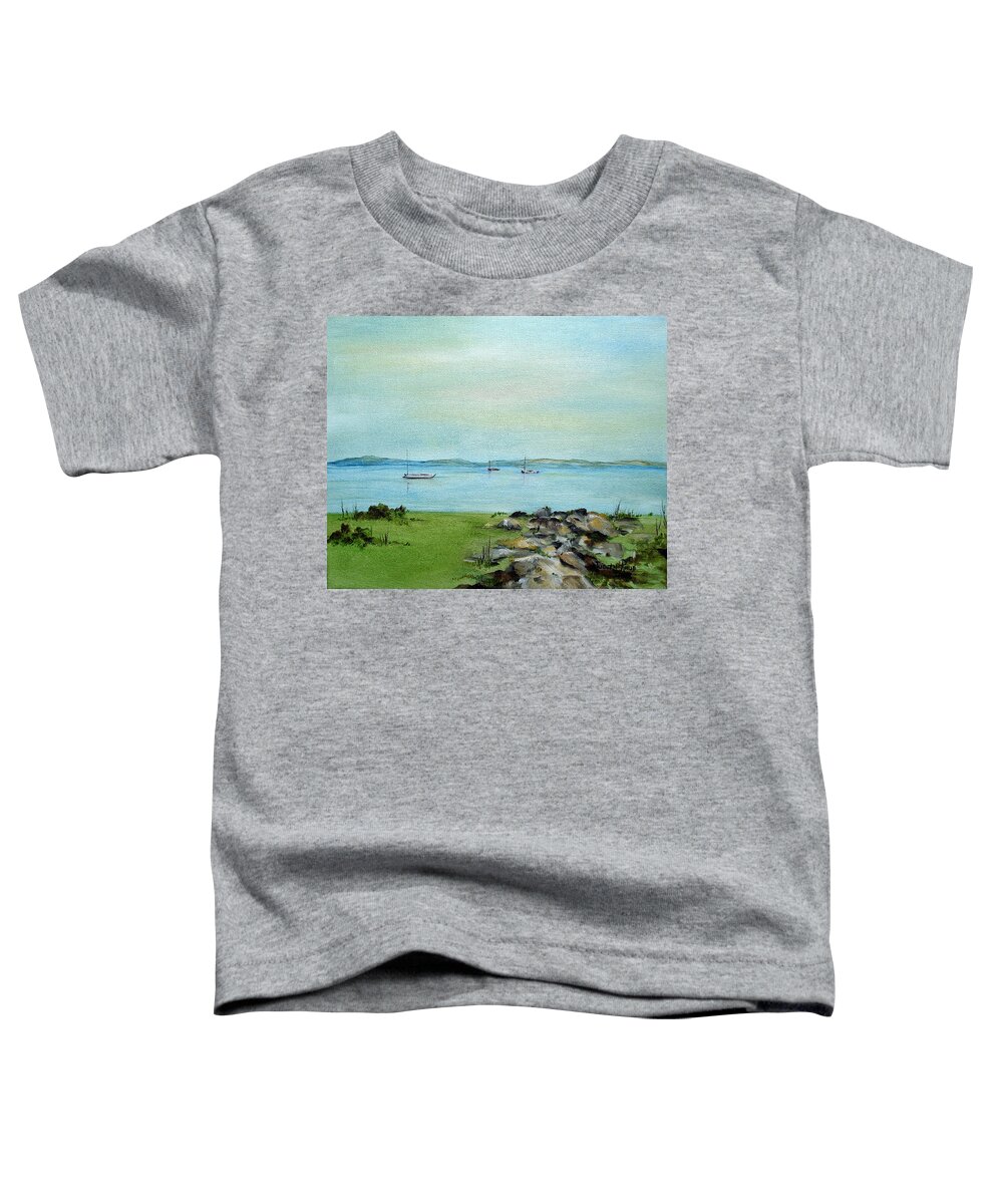 Cape Cod Toddler T-Shirt featuring the painting Cape Cod Boats by Judith Rhue