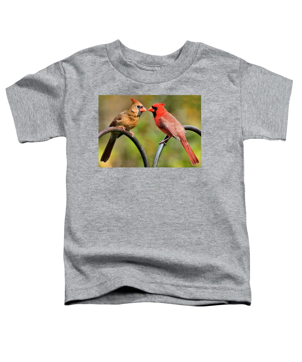 Cardinalis Toddler T-Shirt featuring the photograph Cardinal Love by Kristin Elmquist