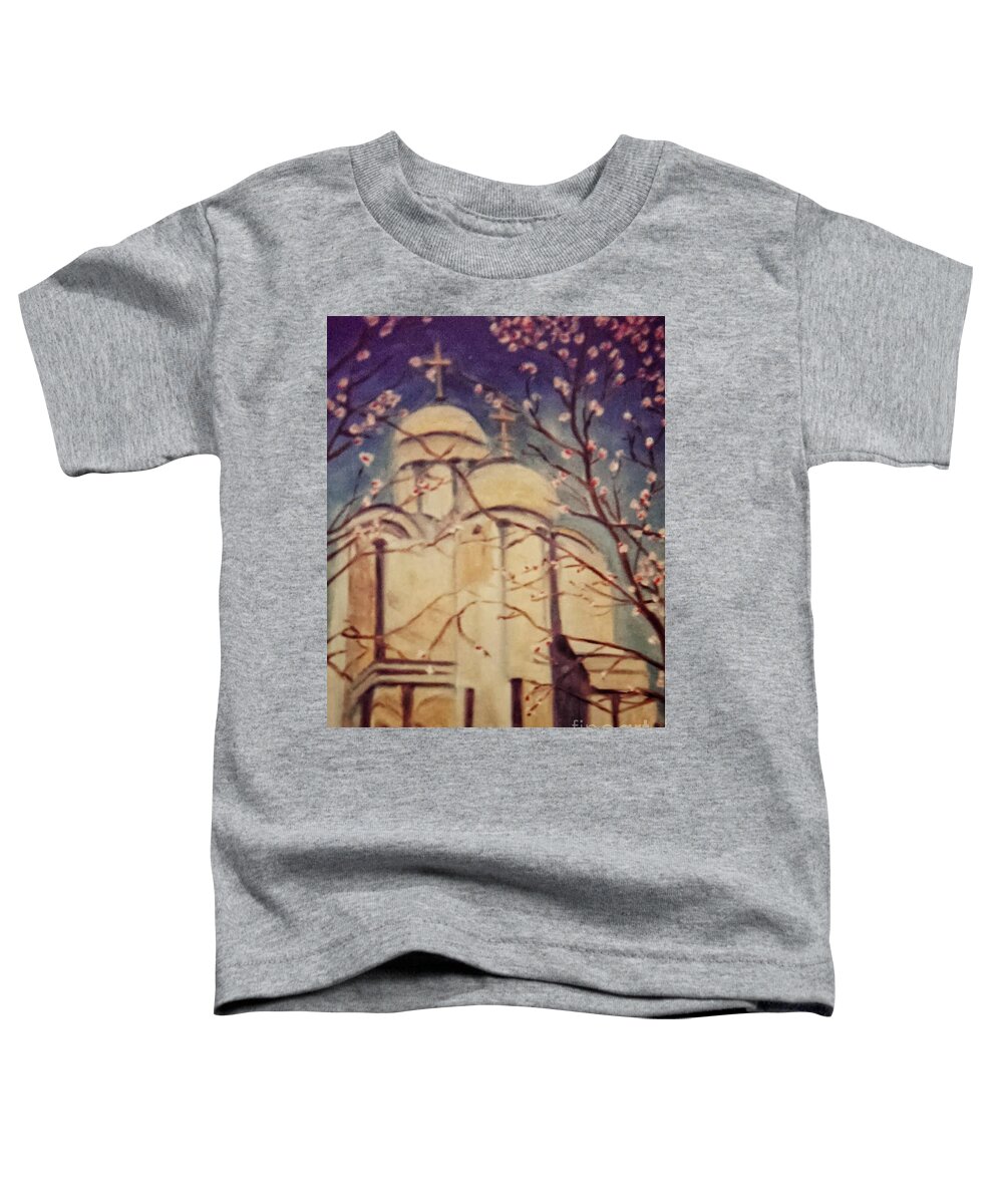 Dc Toddler T-Shirt featuring the painting Cathedral at Springtime by Karen Francis