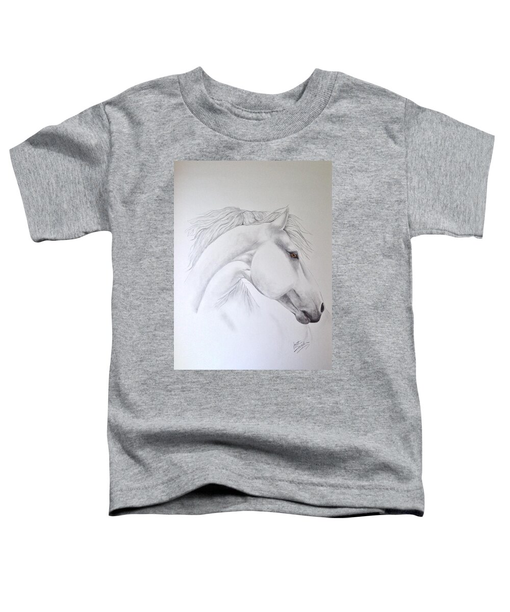 Horse. Horse Art Toddler T-Shirt featuring the drawing Cavallo by Joette Snyder