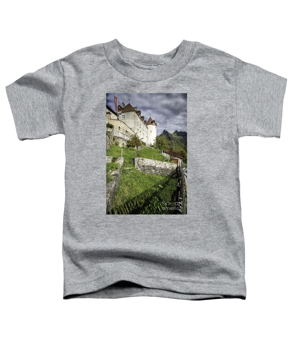 Leysin Toddler T-Shirt featuring the photograph Chateau de Gruyeres by Timothy Hacker