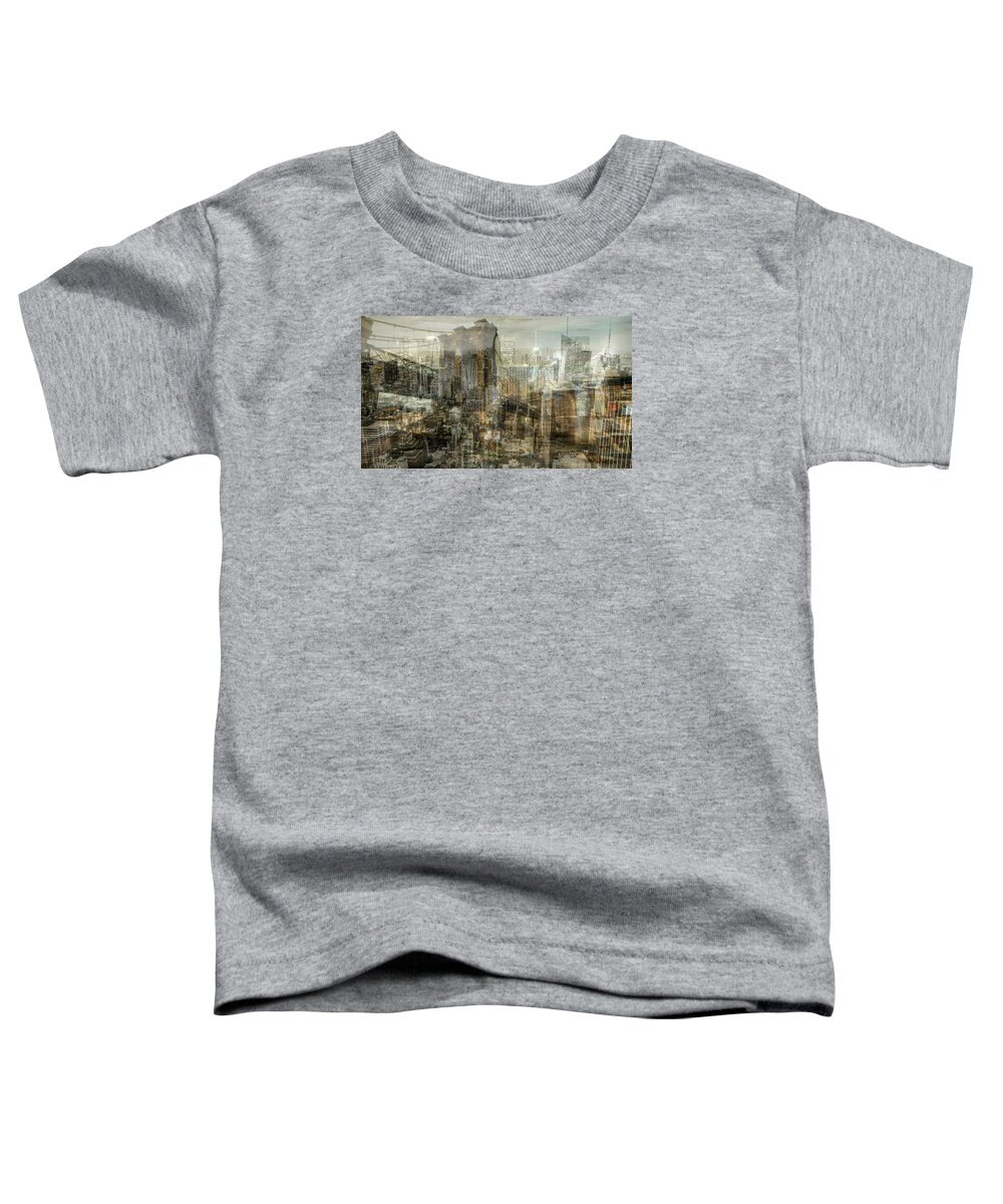City Toddler T-Shirt featuring the digital art City Sounds Cityscape by Mary Clanahan