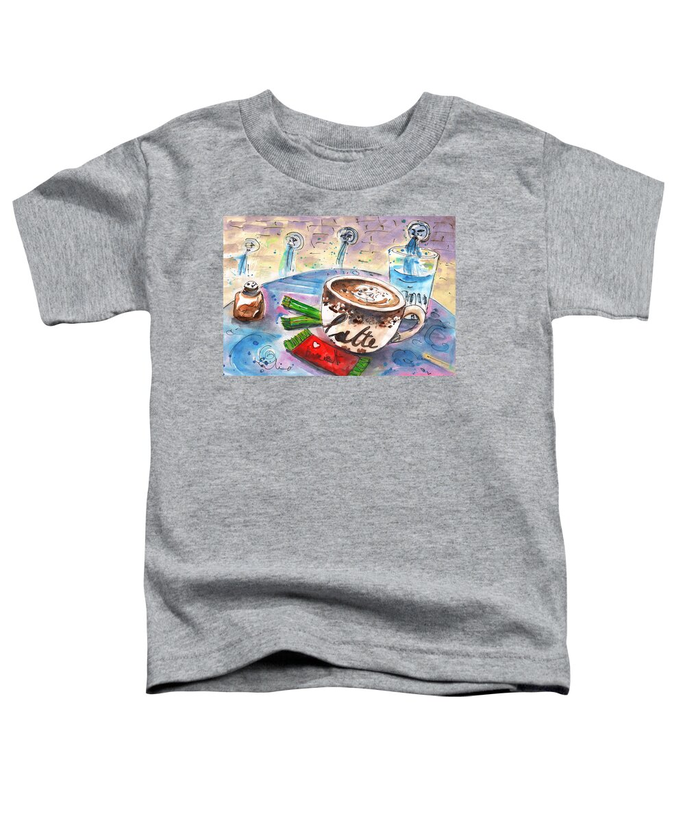 Travel Sketch Toddler T-Shirt featuring the painting Coffee Break in Spili in Crete by Miki De Goodaboom