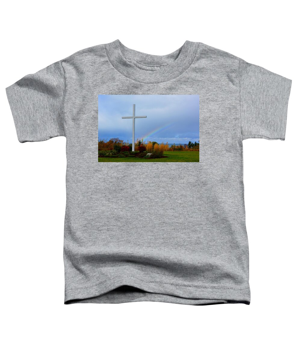 Cross Toddler T-Shirt featuring the photograph Cross at the End of the Rainbow by Keith Stokes