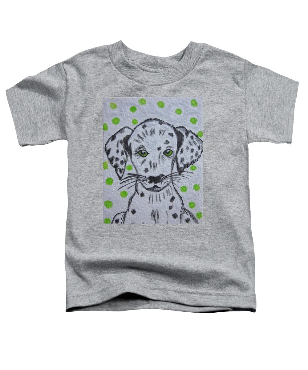 Dalmatian Puppy Toddler T-Shirt featuring the painting Dalmatian Puppy by Kathy Marrs Chandler