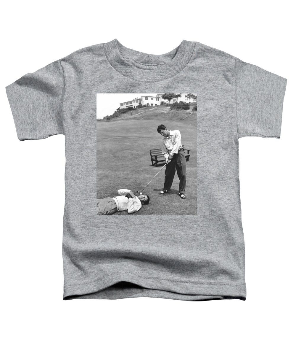 1953 Toddler T-Shirt featuring the photograph Dean Martin and Jerry Lewis Golf by Underwood Archives