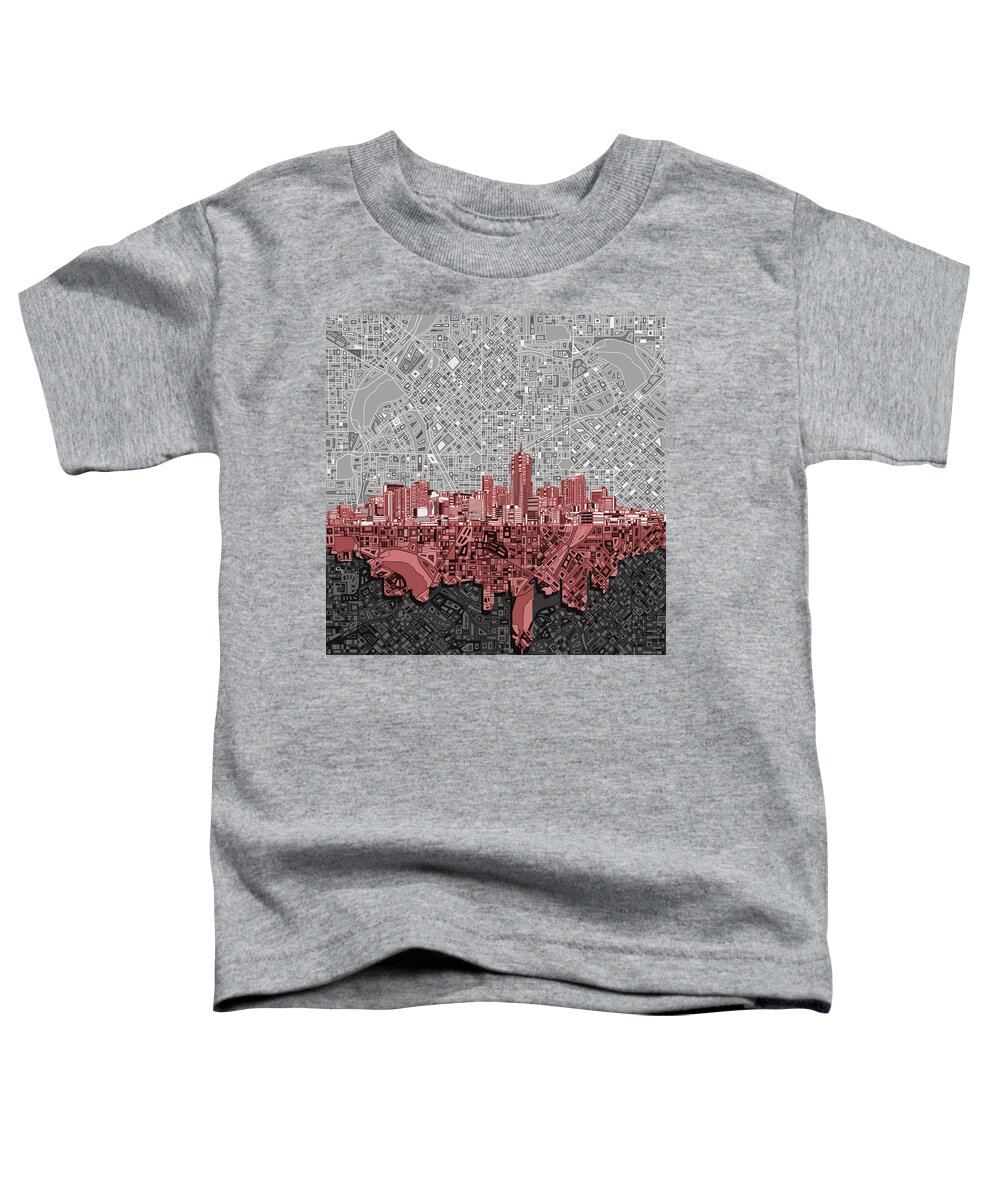 Denver Skyline Toddler T-Shirt featuring the painting Denver Skyline Abstract 2 by Bekim M