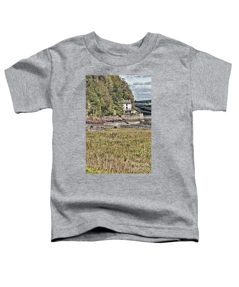The Boathouse Toddler T-Shirt featuring the photograph Dylan Thomas Boathouse At Laugharne 2 by Steve Purnell