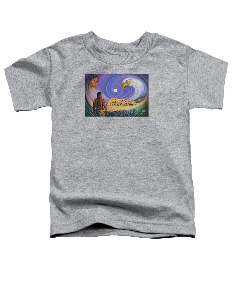 Taos Toddler T-Shirt featuring the painting Dynamic Taos I by Ricardo Chavez-Mendez