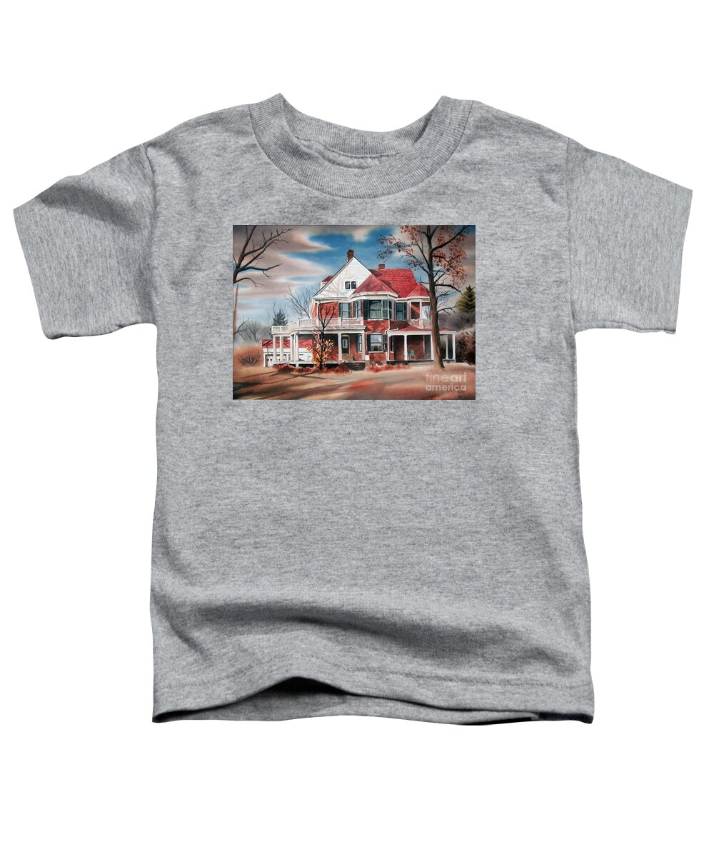 Edgar Home Toddler T-Shirt featuring the painting Edgar Home by Kip DeVore