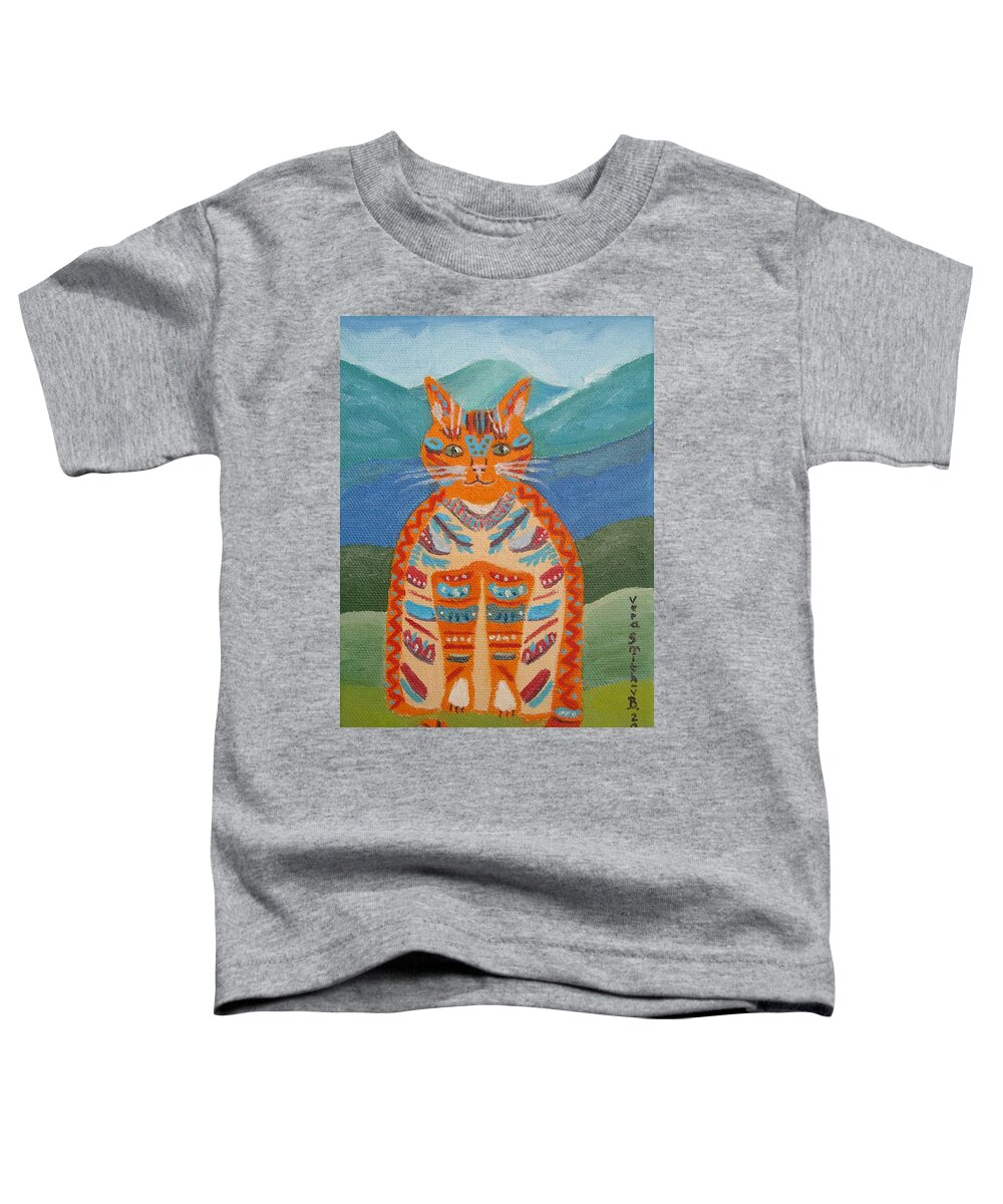 Red Cat Toddler T-Shirt featuring the painting Egyptian Don Juan by Vera Smith