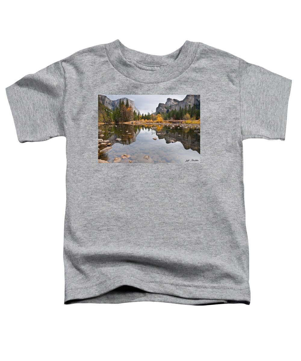 Autumn Toddler T-Shirt featuring the photograph El Capitan Reflected in the Merced River by Jeff Goulden
