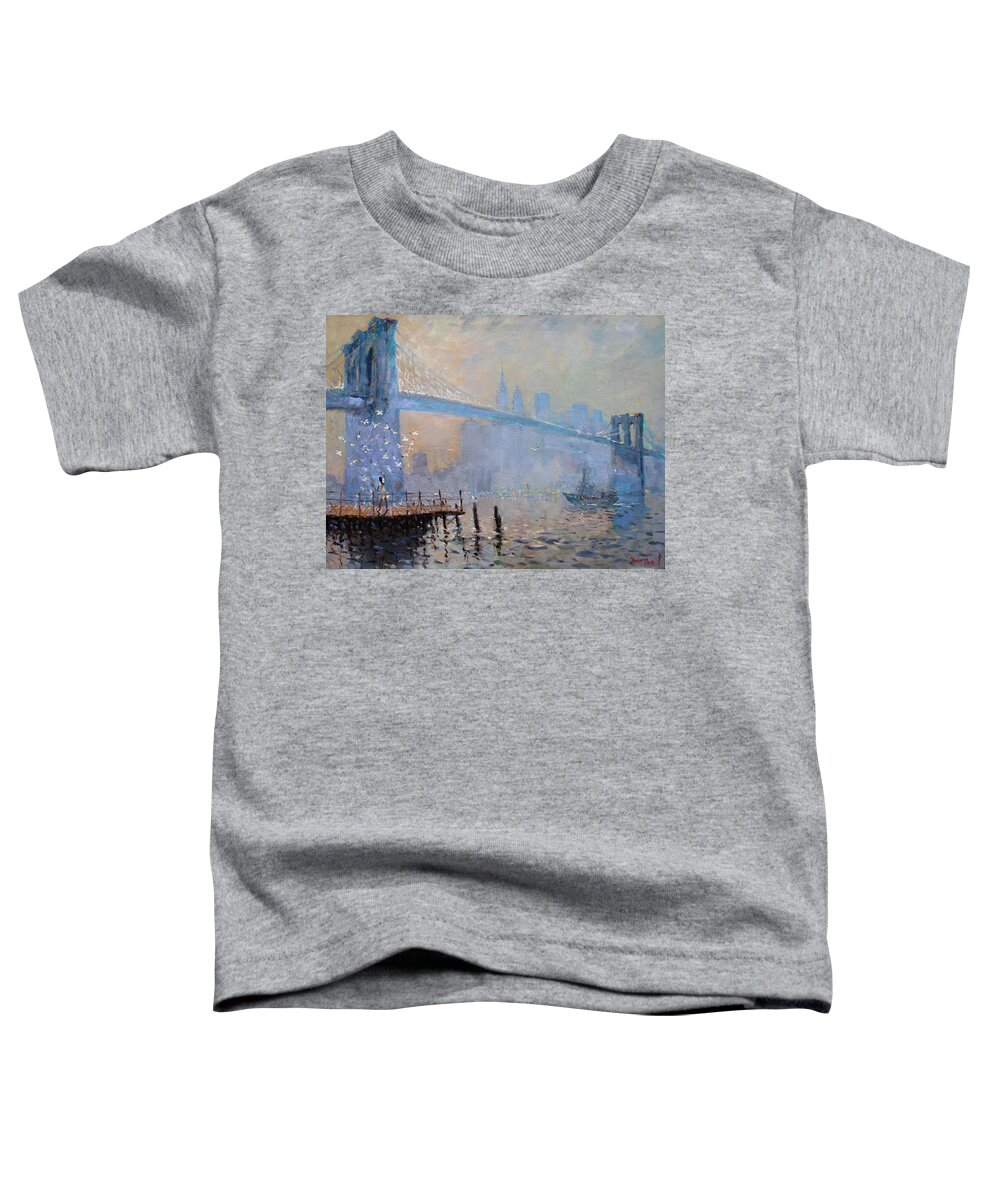 Seagulls Toddler T-Shirt featuring the painting Erbora and the Seagulls by Ylli Haruni