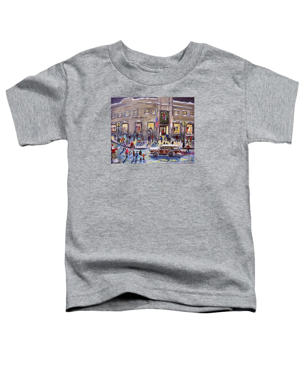 Grover Cronin Toddler T-Shirt featuring the painting Evening Shopping at Grover Cronin by Rita Brown