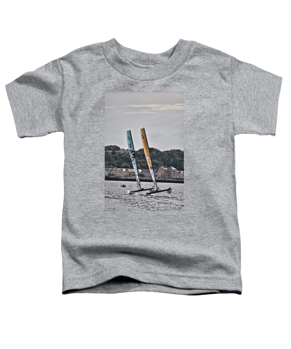 Extreme 40 Catamarans Toddler T-Shirt featuring the photograph Extreme 40 In Unison by Steve Purnell