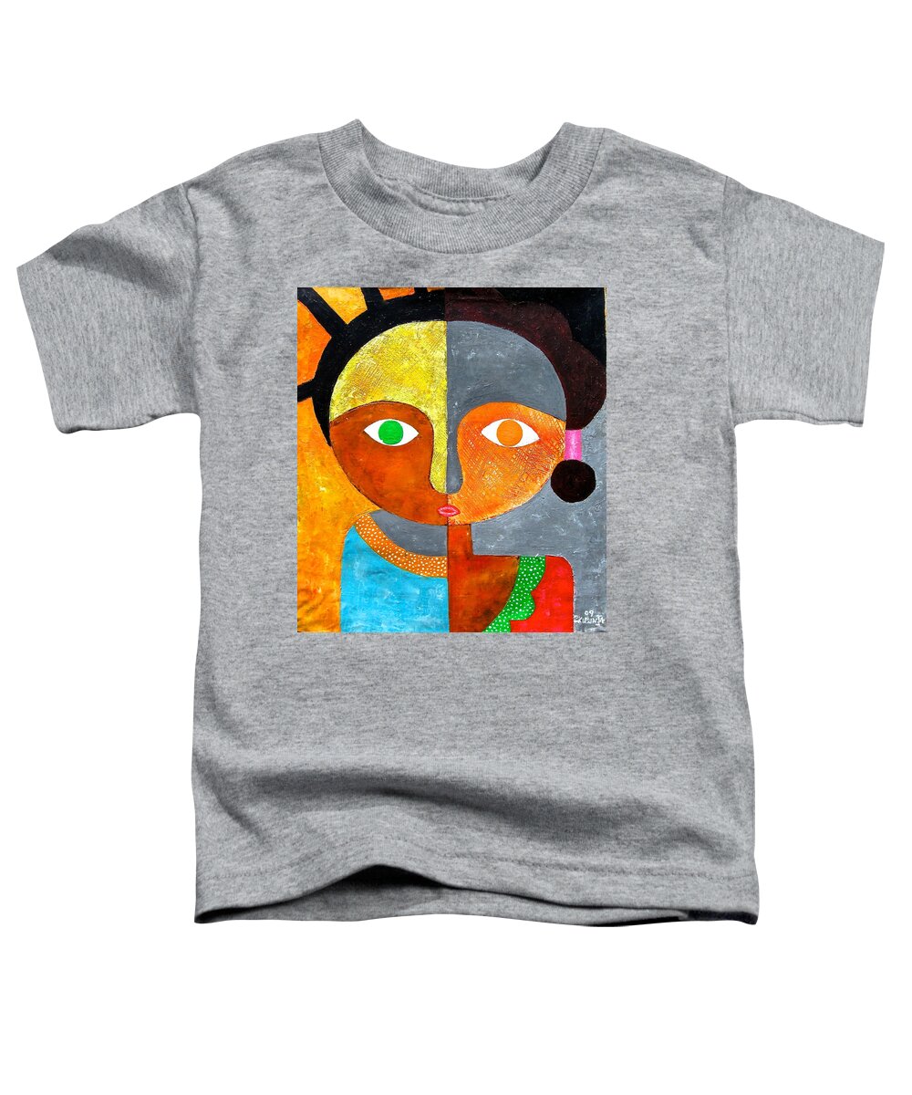African Paintings Toddler T-Shirt featuring the painting Face 2 by Kibunja