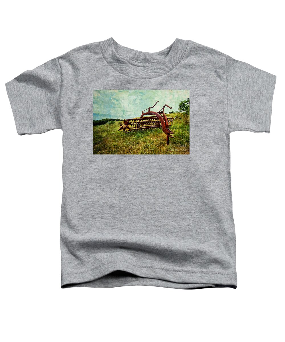 Farm Toddler T-Shirt featuring the digital art Farm Equipment in a field by Amy Cicconi
