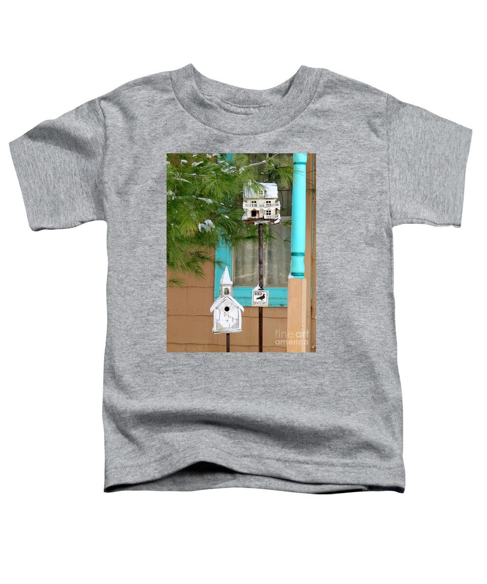 Bird Houses Toddler T-Shirt featuring the photograph Feathered Friends welcome by Nancy Patterson
