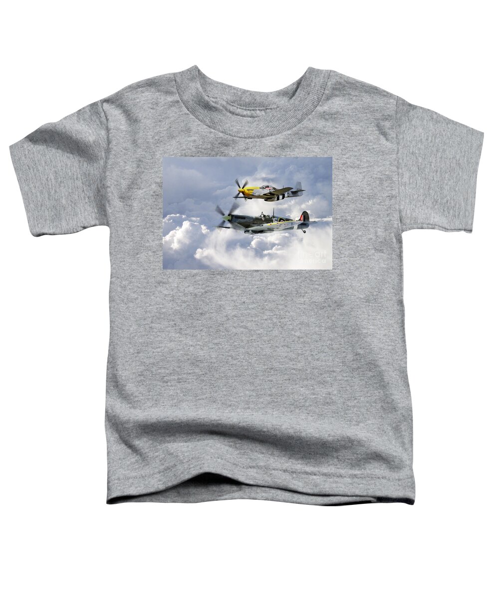 Supermarine Spitfire Toddler T-Shirt featuring the digital art Flying Brothers by Airpower Art