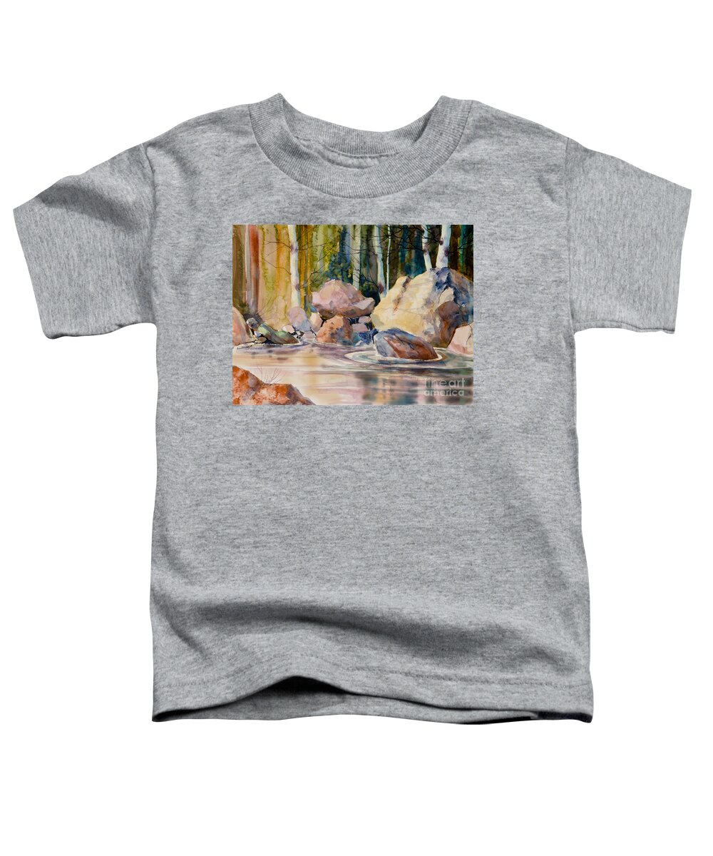 Forest And River Toddler T-Shirt featuring the painting Forest and River by Teresa Ascone