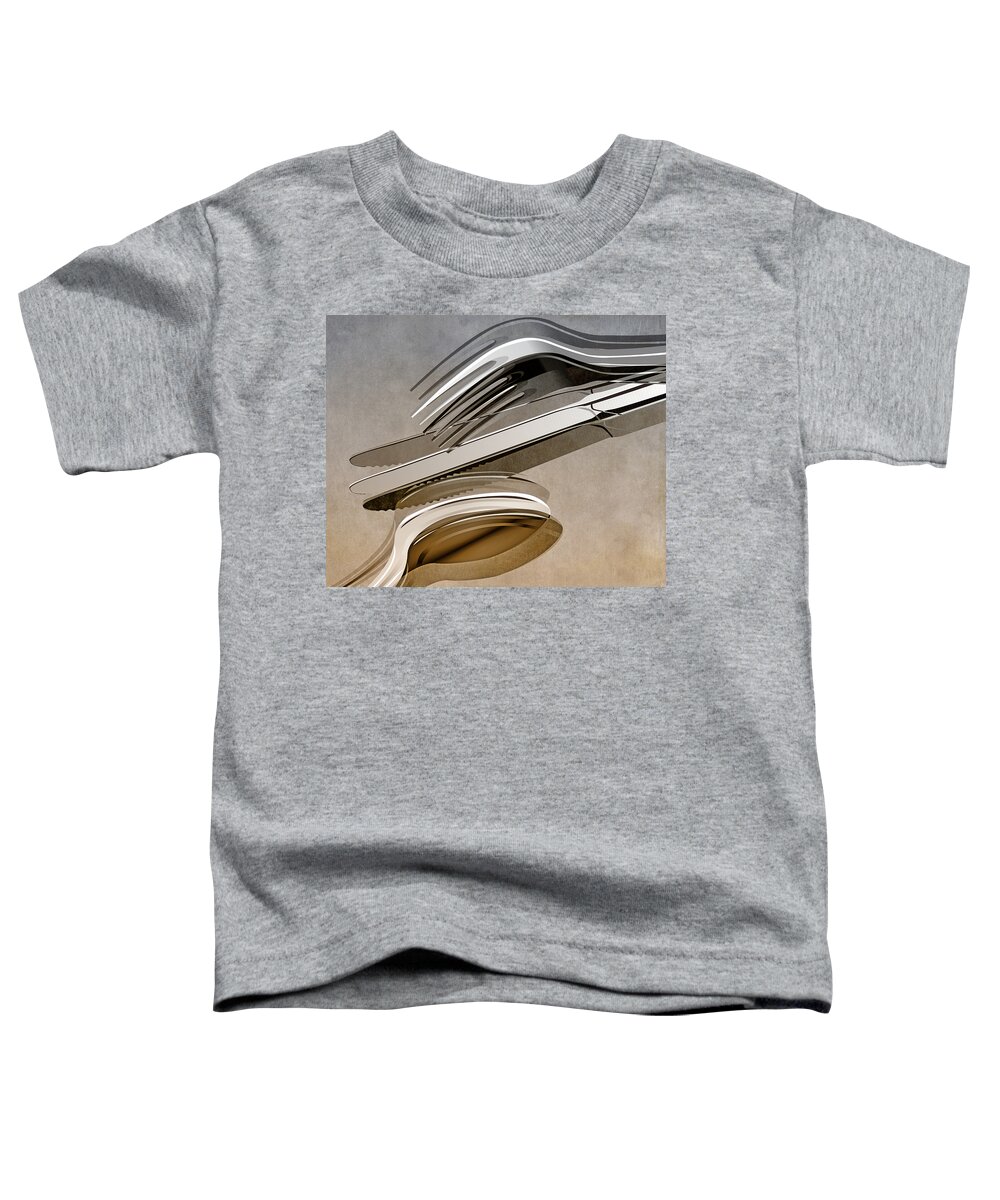 Texture Toddler T-Shirt featuring the mixed media Fork Knife Spoon 6 by Angelina Tamez