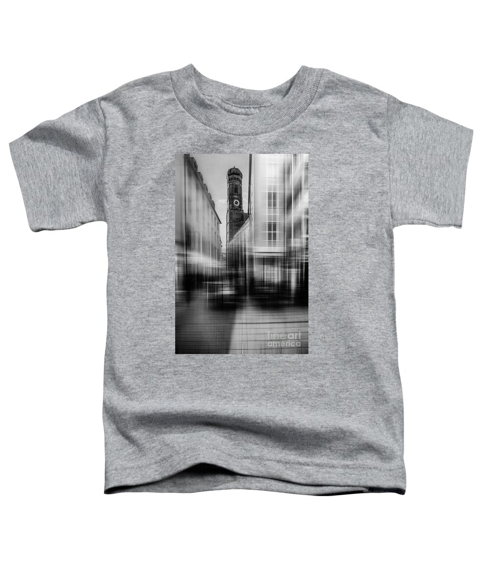 People Toddler T-Shirt featuring the photograph Frauenkirche - Muenchen V - bw by Hannes Cmarits