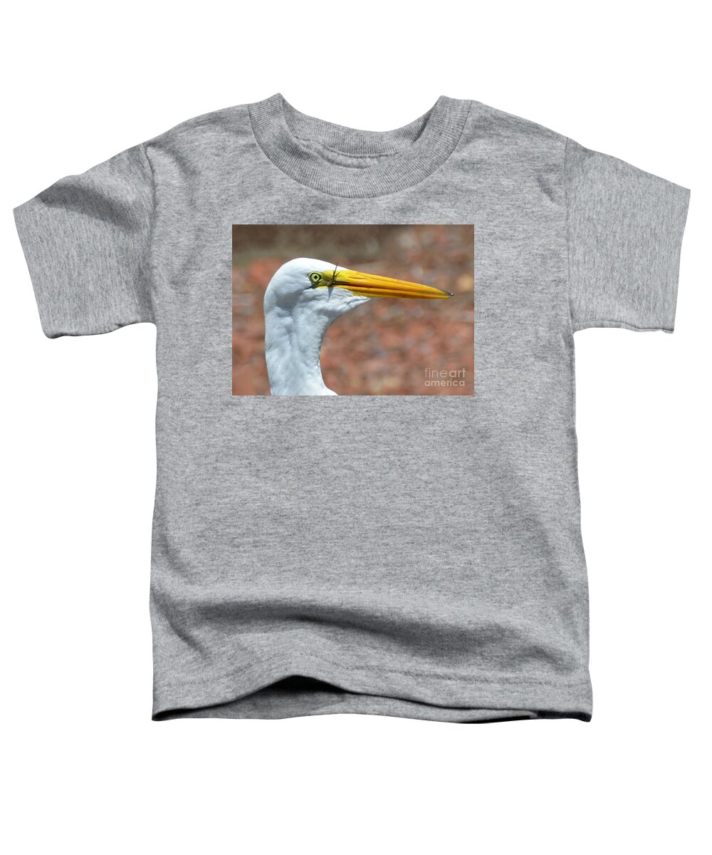 Egret Toddler T-Shirt featuring the photograph Frog..what Frog. I Didn't Swallow No Frog by Kathy Baccari