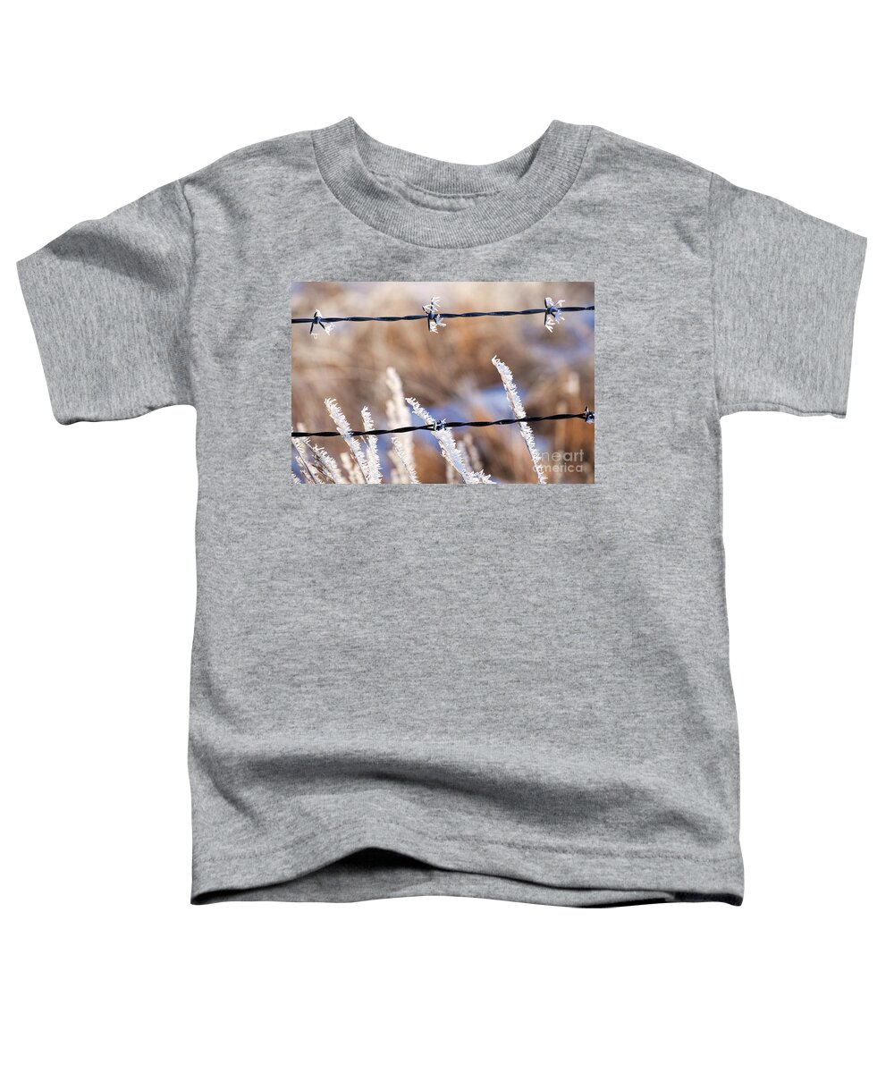Ice Crystals Toddler T-Shirt featuring the photograph Frosted Fence Line by Jim Garrison
