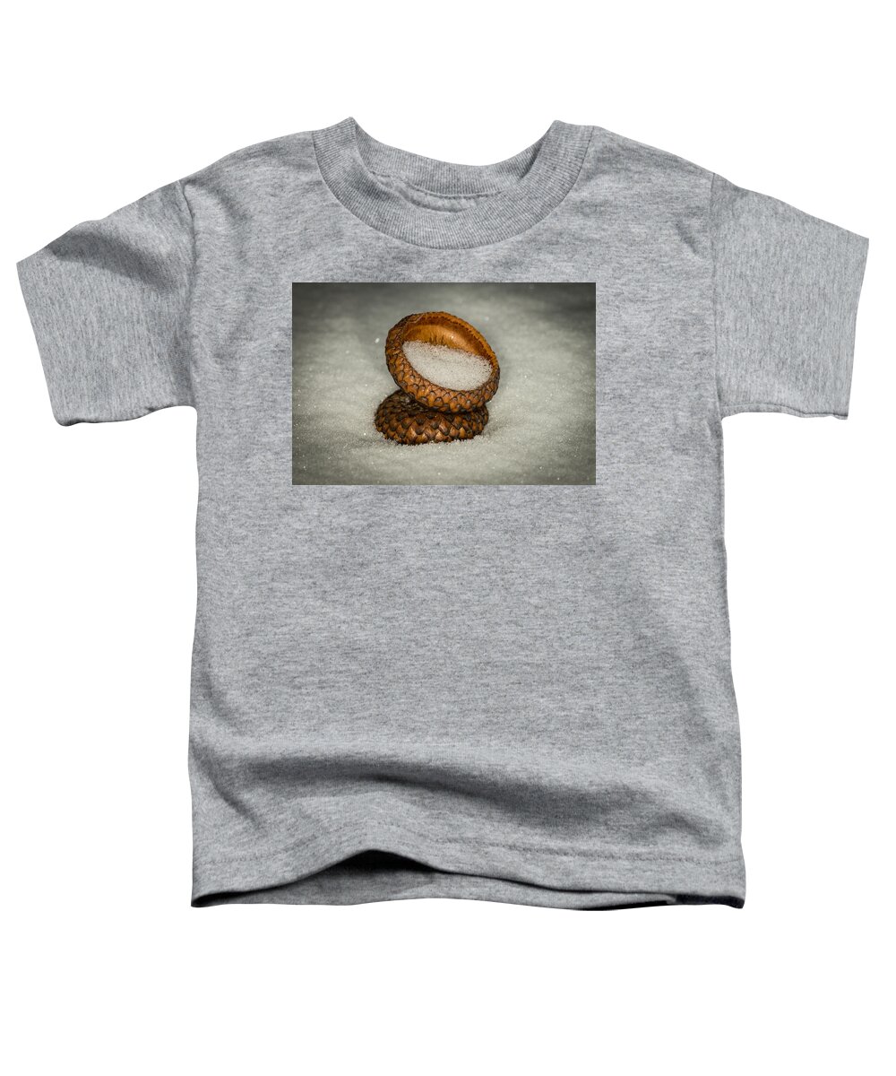 Nature Photograph Toddler T-Shirt featuring the photograph Frozen Acorn Cupule by Paul Freidlund