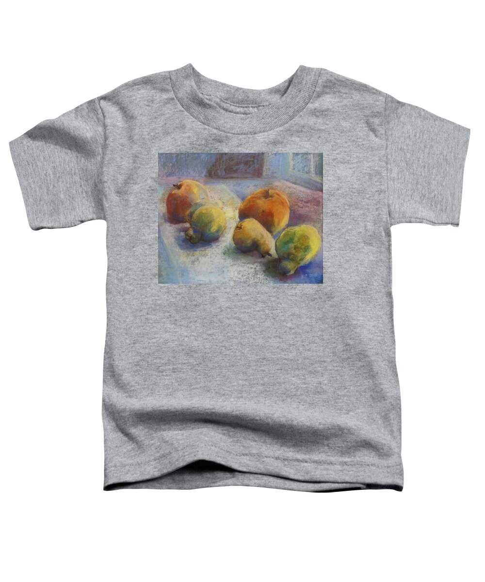Still Life Toddler T-Shirt featuring the pastel Fruit In Moonlight by Barbara Pommerenke