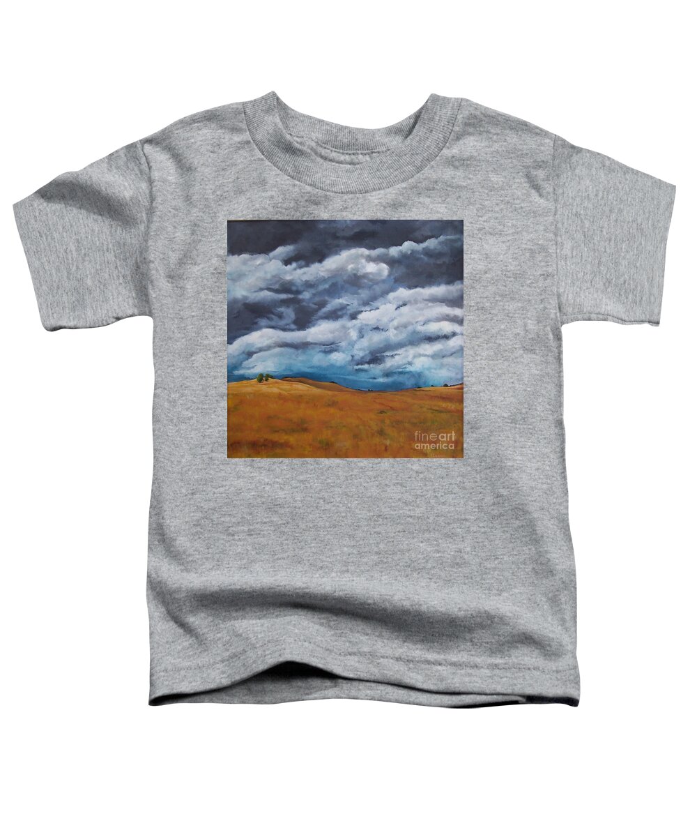 Field Toddler T-Shirt featuring the painting Golden Fields by Kathy Laughlin