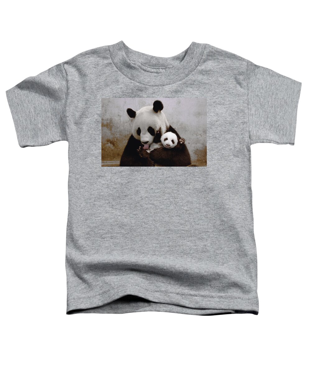 Feb0514 Toddler T-Shirt featuring the photograph Gongzhu And Her Cub Wolong China by Katherine Feng