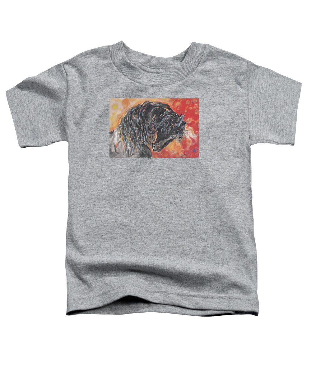Mary Ogden Armstrong Toddler T-Shirt featuring the painting Great Fresian by Mary Armstrong
