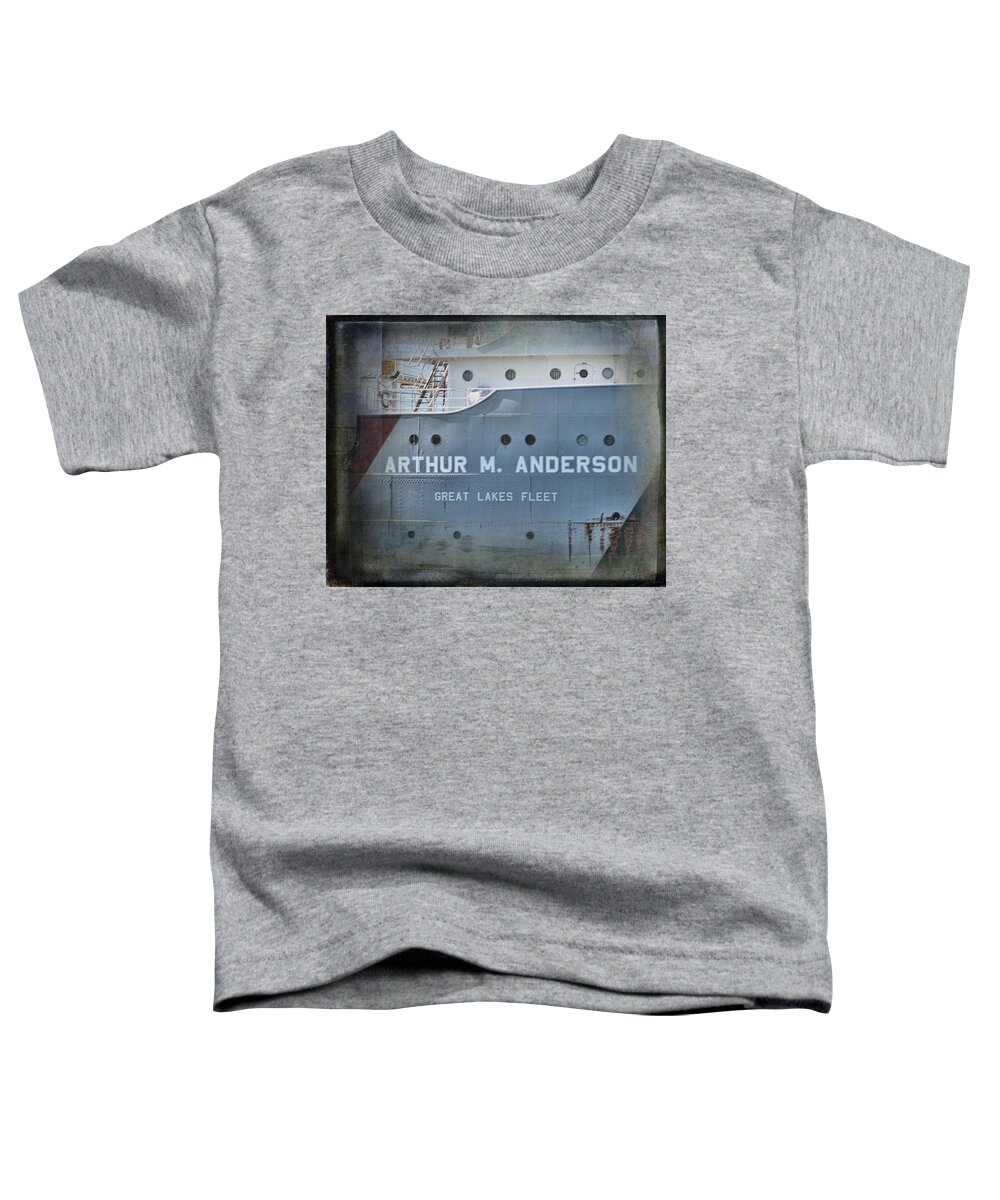 Evie Toddler T-Shirt featuring the photograph Great Lakes Freighters Arthur M Anderson by Evie Carrier