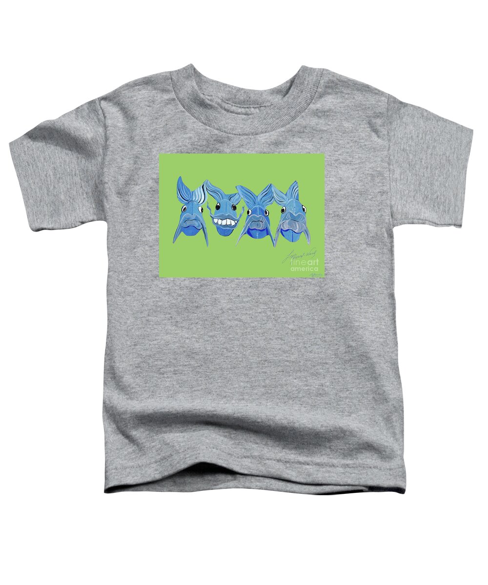 Fish Toddler T-Shirt featuring the painting Grinning Fish by Lizi Beard-Ward