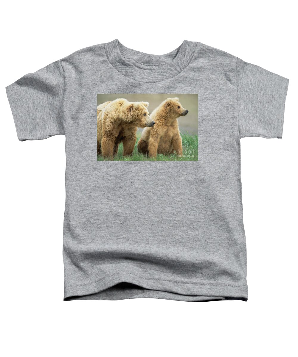 00345255 Toddler T-Shirt featuring the photograph Grizzly Bear Mother And Cub Katmai N P by Yva Momatiuk John Eastcott