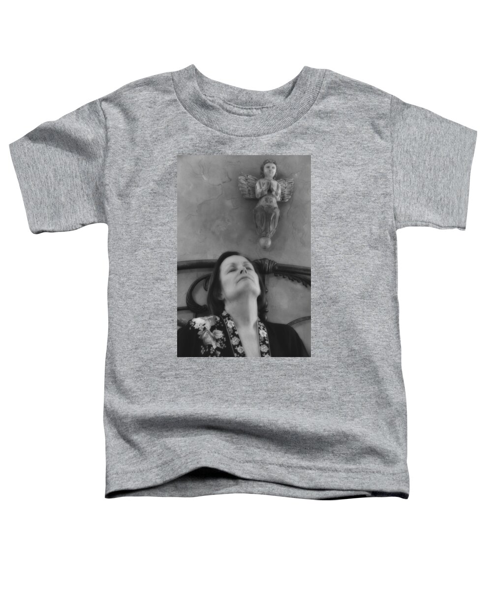 Portrait Toddler T-Shirt featuring the photograph Guardian Angel BW by Ron White