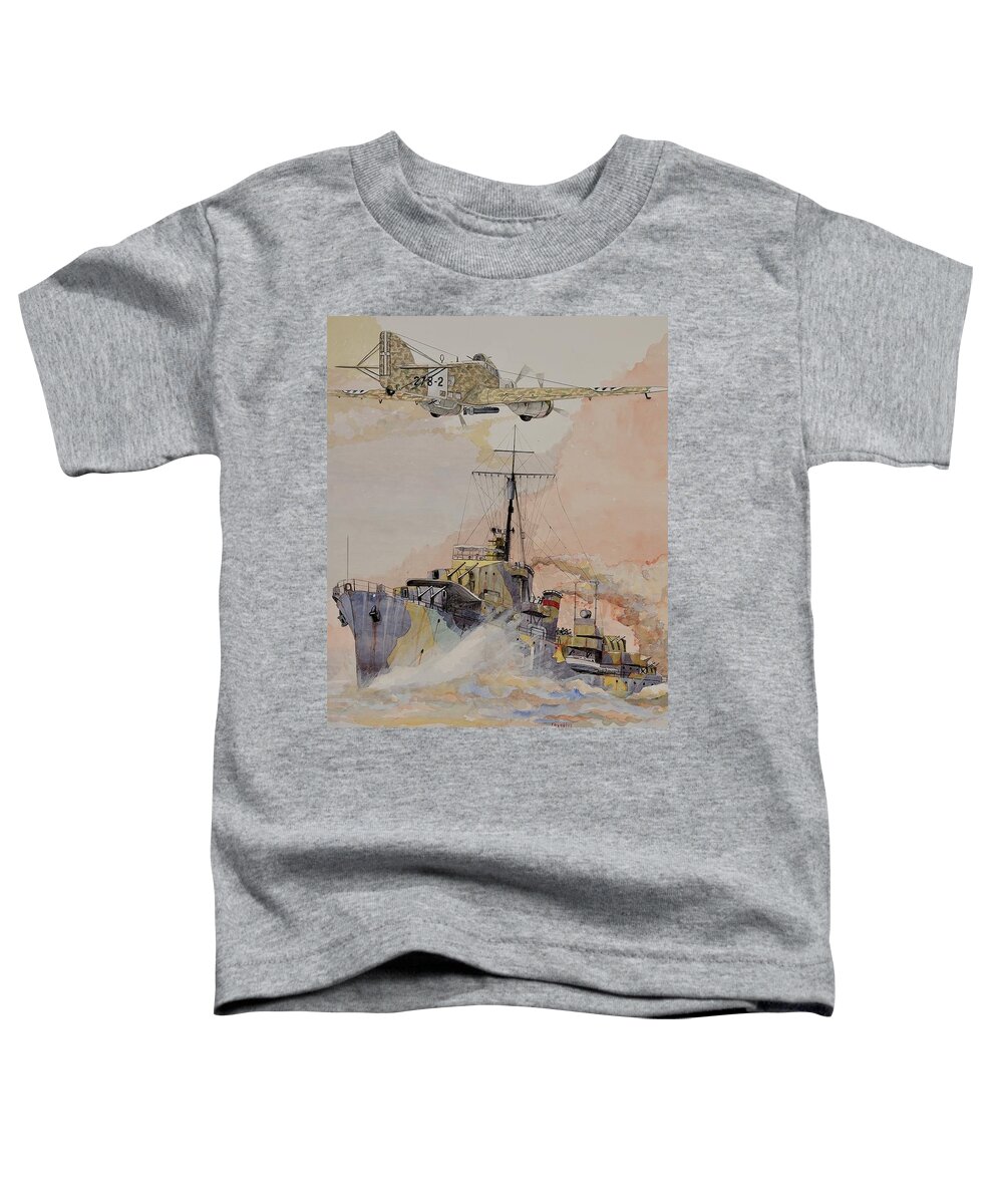 Wwii Toddler T-Shirt featuring the painting HMS Ashanti by Ray Agius