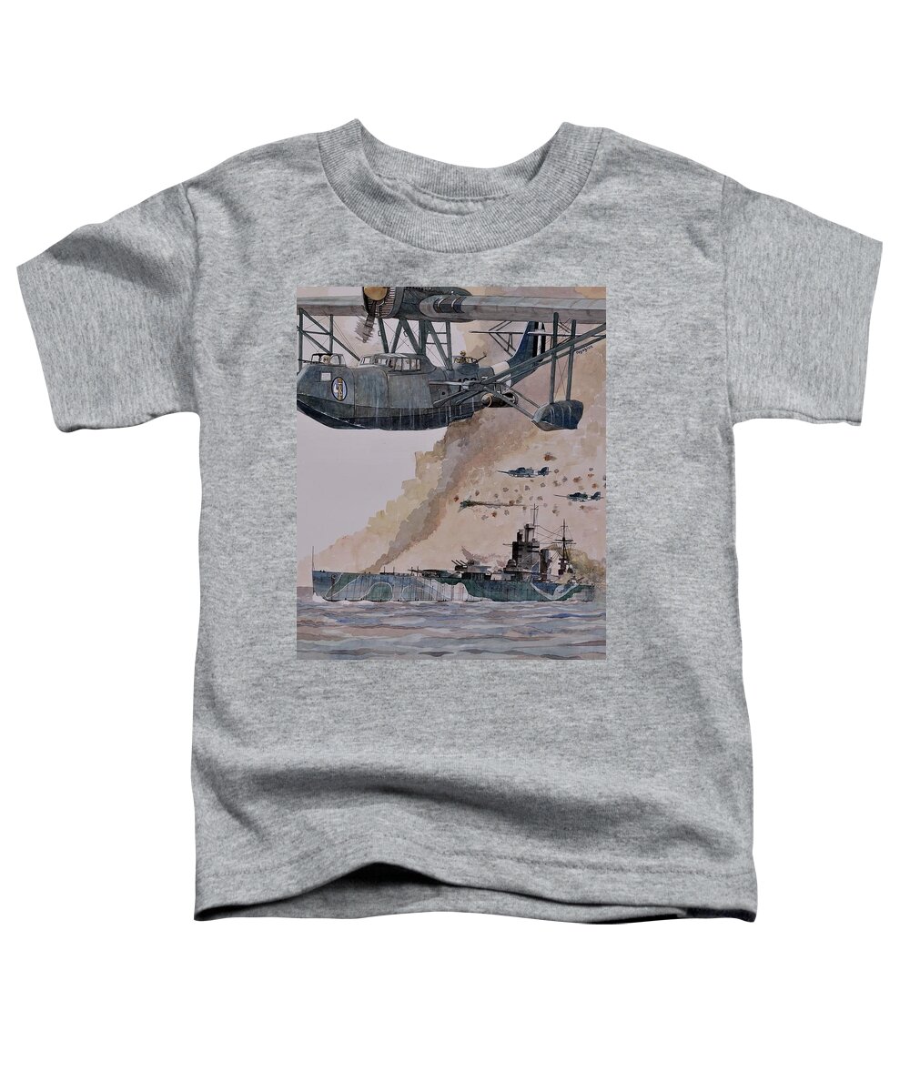 Battleship Toddler T-Shirt featuring the painting HMS Nelson by Ray Agius