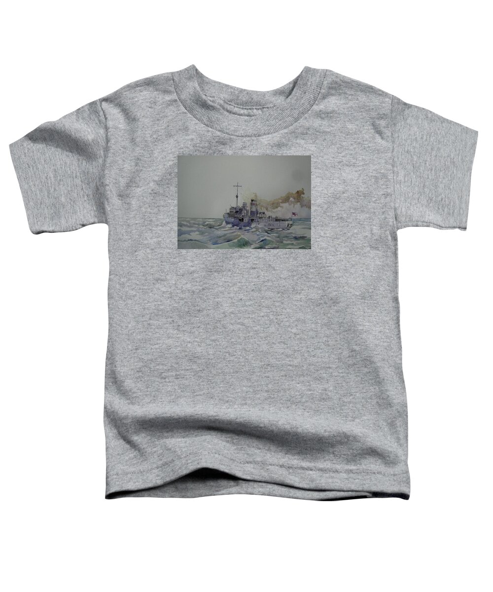 Royal Navy Toddler T-Shirt featuring the painting HMS Spiraea by Ray Agius