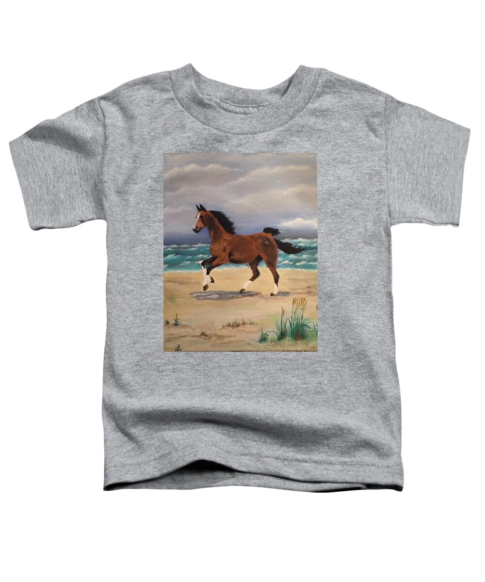 Art Toddler T-Shirt featuring the painting Horse 1 by Ryszard Ludynia