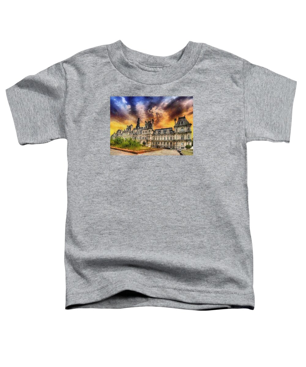 Paris Toddler T-Shirt featuring the photograph Sunset at the Hotel de Ville by Charmaine Zoe