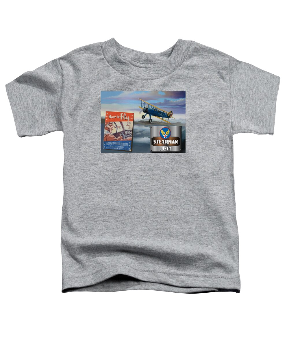 Aviation Toddler T-Shirt featuring the digital art How To Fly Stearman PT-17 by Stuart Swartz