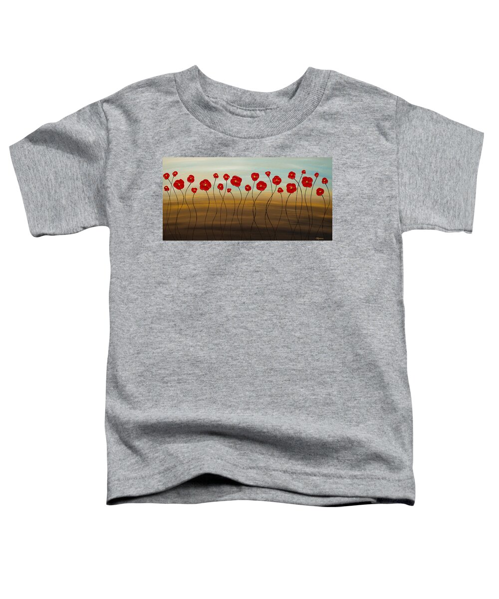 Red Poppies Toddler T-Shirt featuring the painting Hungarian Poppies by Carmen Guedez