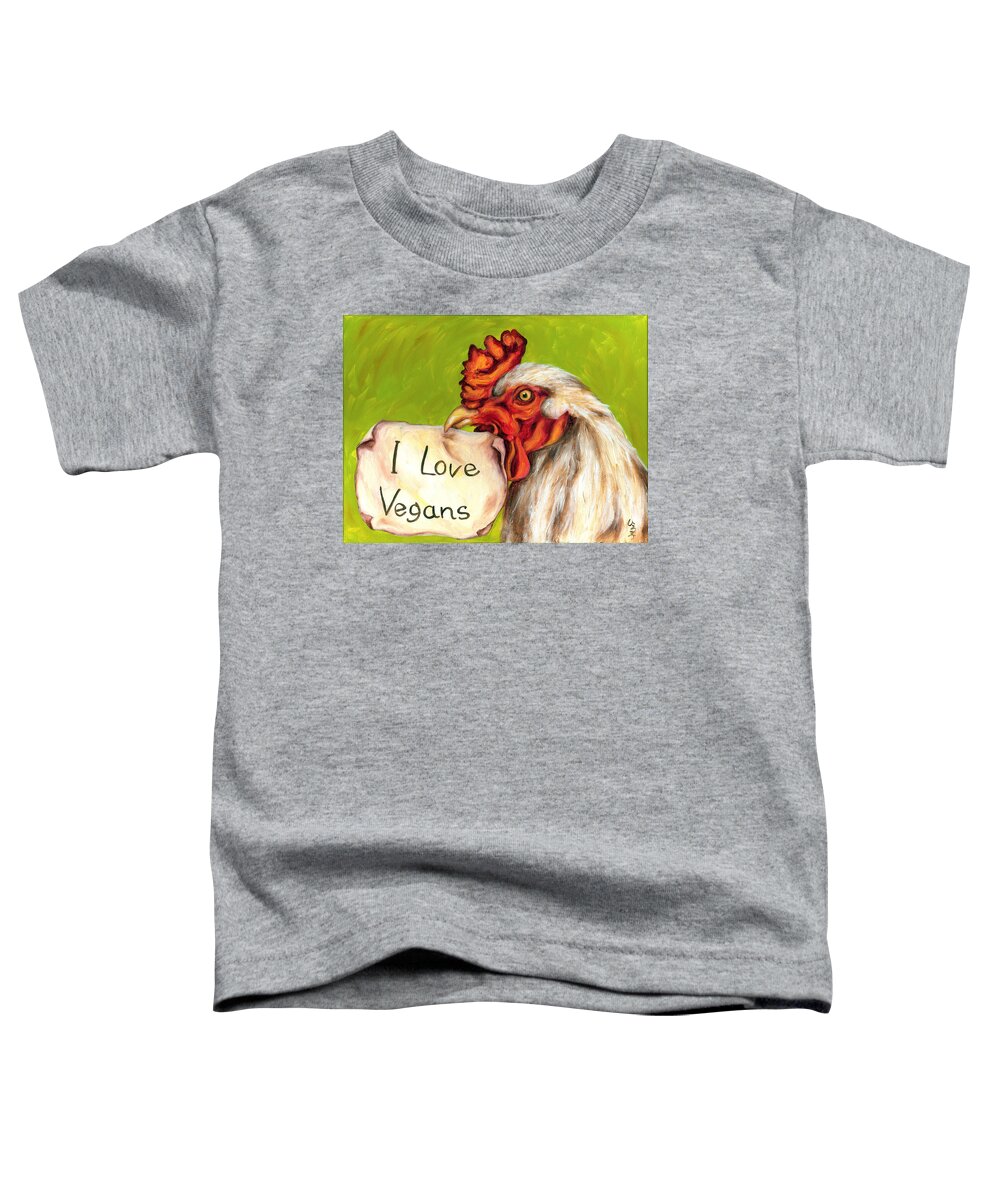 Hilarious Toddler T-Shirt featuring the painting I Love Vegans by Hiroko Sakai