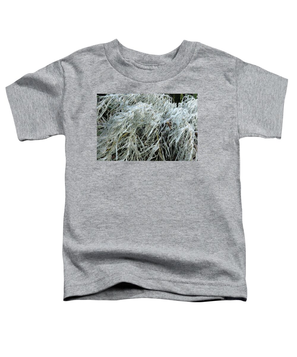 Ice Toddler T-Shirt featuring the photograph Ice On Bamboo Leaves by Daniel Reed