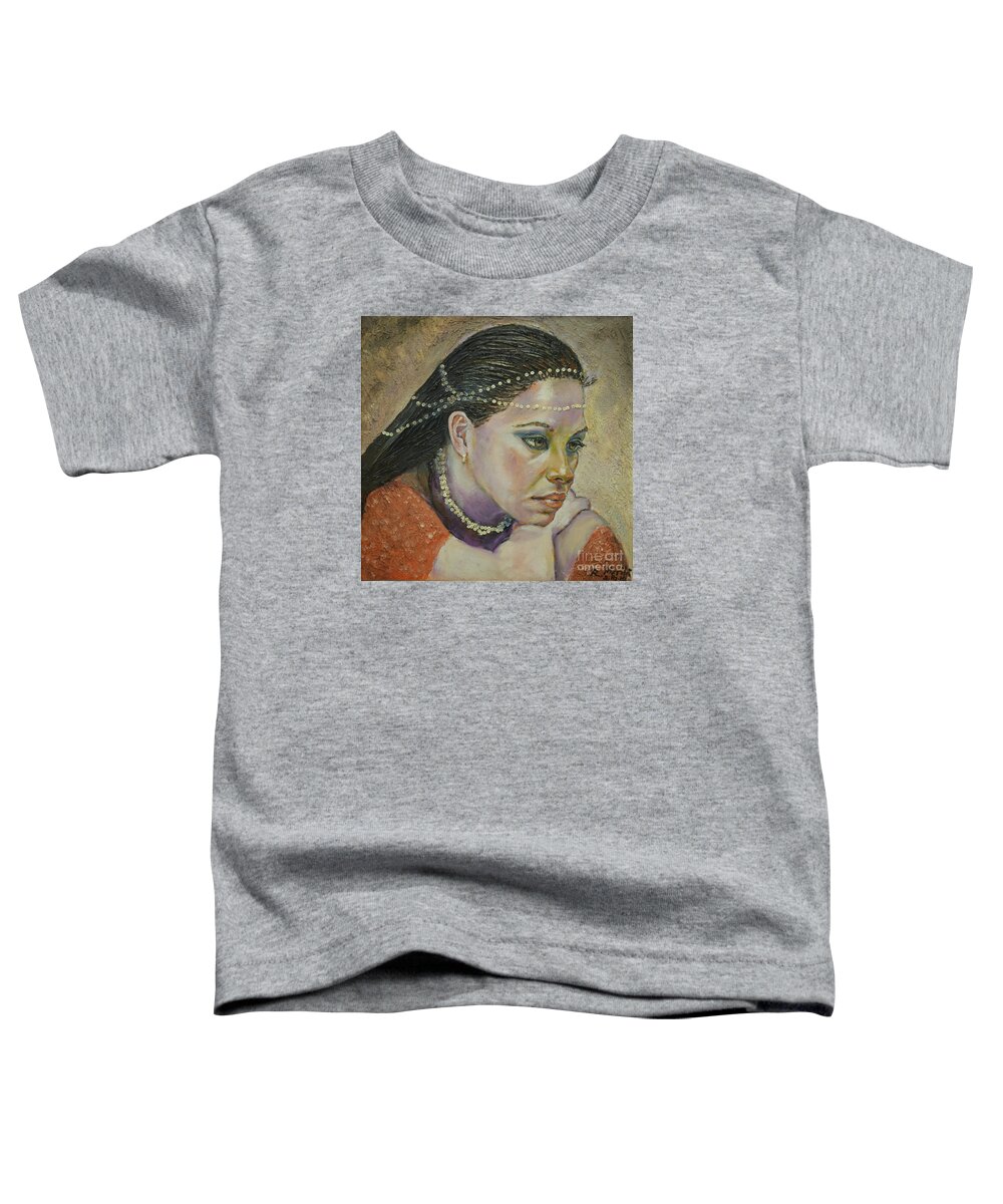 In Her Thougts Toddler T-Shirt featuring the painting In Her Thoughts by Raija Merila