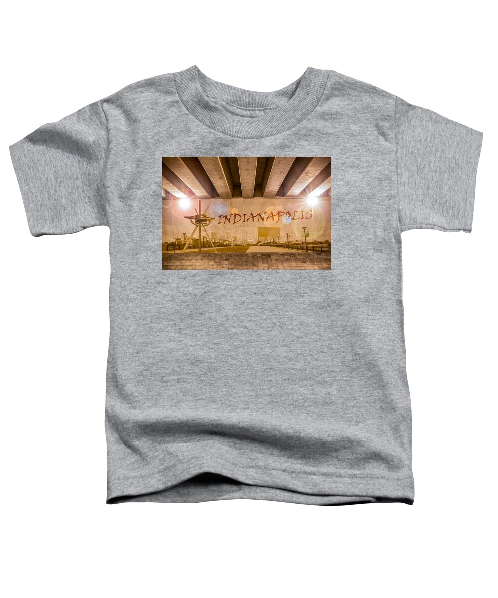 Bridge Toddler T-Shirt featuring the photograph Indianapolis Graffiti Skyline by Semmick Photo
