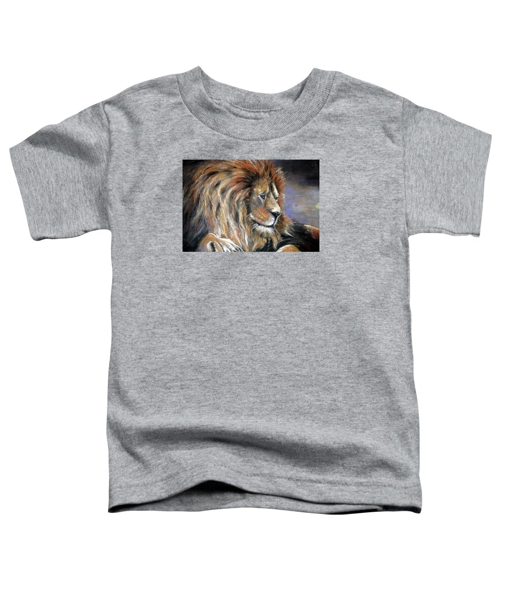 Lion Toddler T-Shirt featuring the painting It's Good to be King by Jim Fronapfel